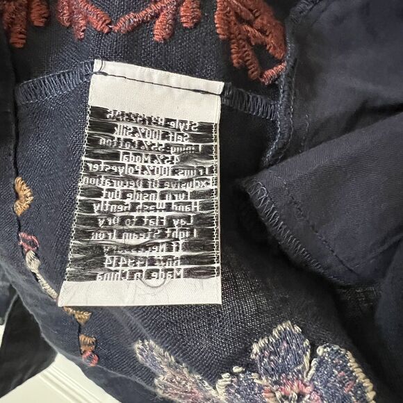 Johnny Was NEW Zuzu Linen Kimono Sz S Embroidered Navy Blue Boho - Picture 8 of 9